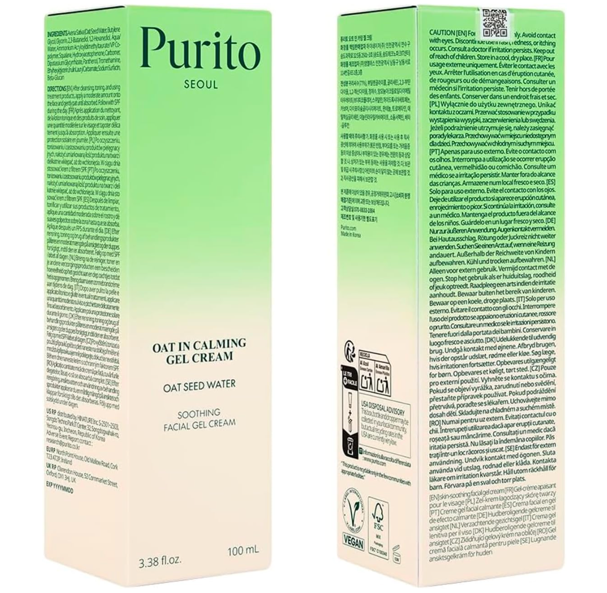 Purito Oat-in Calming Gel Cream 100ml