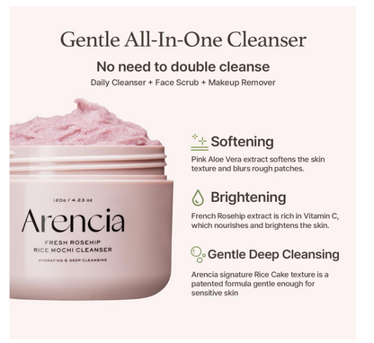 Arencia Fresh Roseship Rice Mochi Cleanser 120g