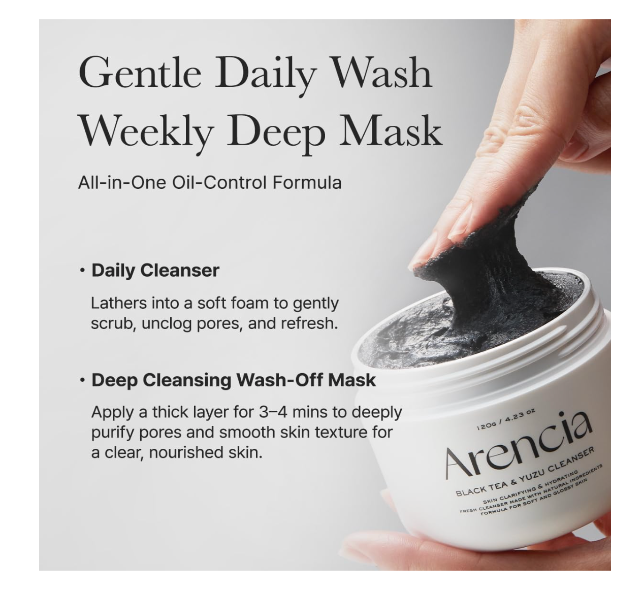 Arencia Black Tea & Yuzu Rice Mochi Cleanser 260g