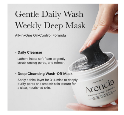 Arencia Black Tea & Yuzu Rice Mochi Cleanser 260g
