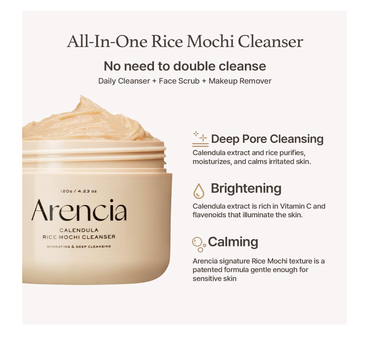 Arencia Calendula Rice Mochi Cleanser 120g