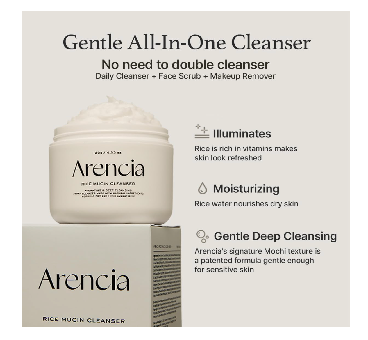 Arencia Rice Mucin Cleanser 120g