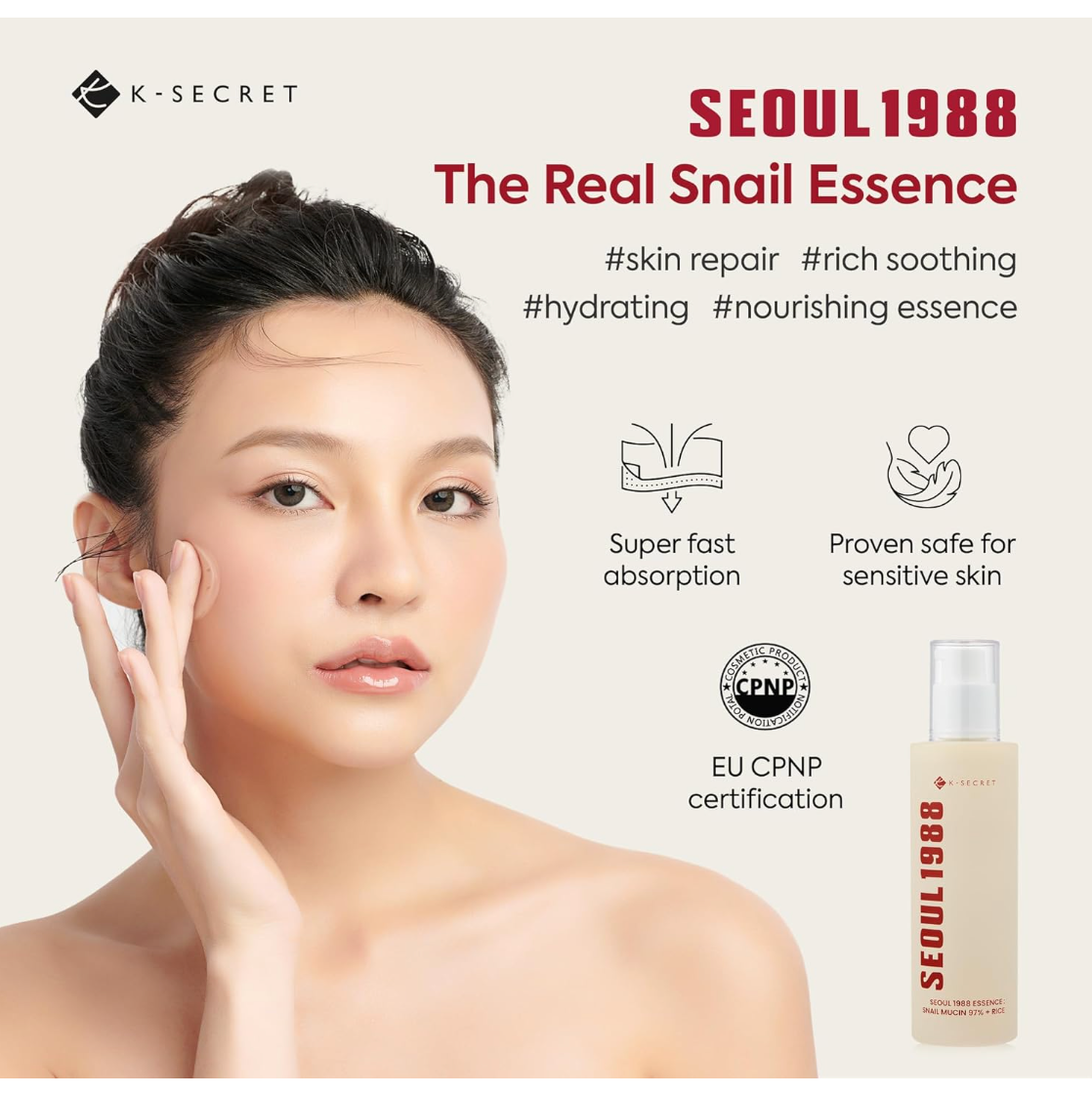 K-secret Seoul 1988 Essence Snail Mucin 97% Rice 100ml