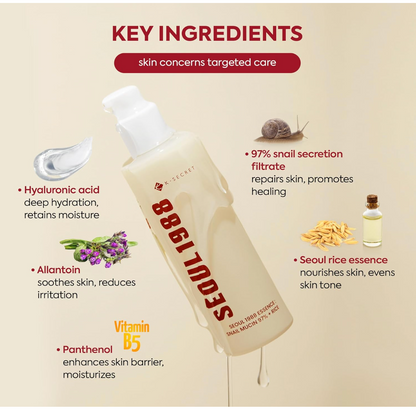 K-secret Seoul 1988 Essence Snail Mucin 97% Rice 100ml