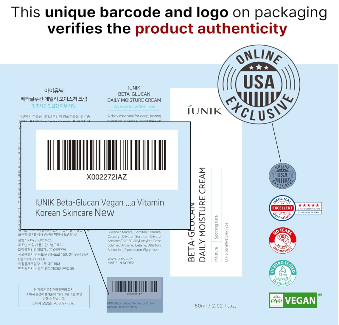 IUNIK Beta Glucan Daily Moisture Cream 60 ml